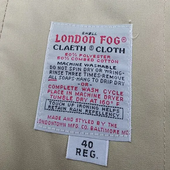 Vintage London Fog Coat Mens 40 Regular Double Breasted Wool Lined 70s Baltimore